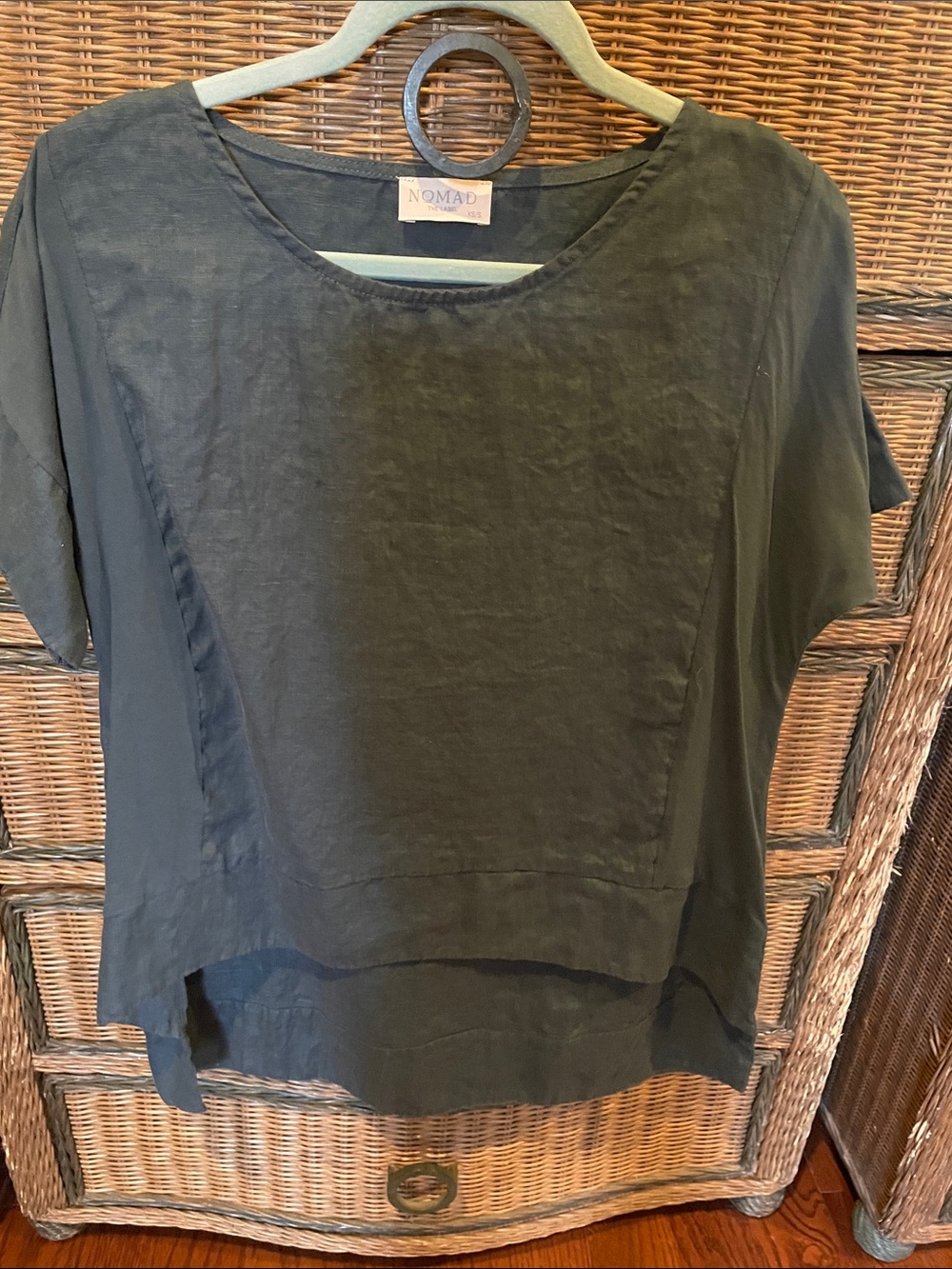 Nomad Grey Short-Sleeve Layered Linen Top